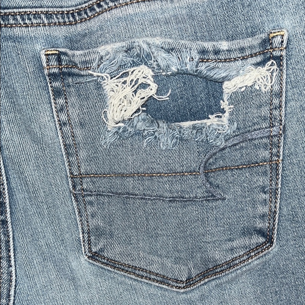 American Eagle Outfitters Super Stretch Hi Rise Skinny Distressed Jeans Size 4 - Picture 10 of 12